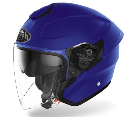 Blaue Jethelme fürs Motorrad