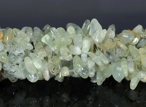 12-14MM PREHNITE GEMSTONE STICK PEBBLE CHIP LOOSE BEADS 15.5" - Imagen 4 de 4