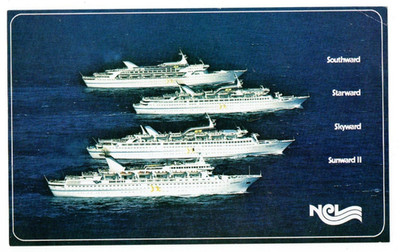 Norwegian Caribbean Lines 4 Cruise Ships Postcard 1st Fleet of Caribbean Vintage