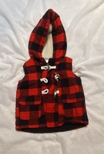Carter  s Plaid Red And Black Vest Size 12 Months