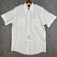 NWT Brooks Brothers NetJets Shirt Mens 17 1/2 White Supima Cotton Short Sleeve