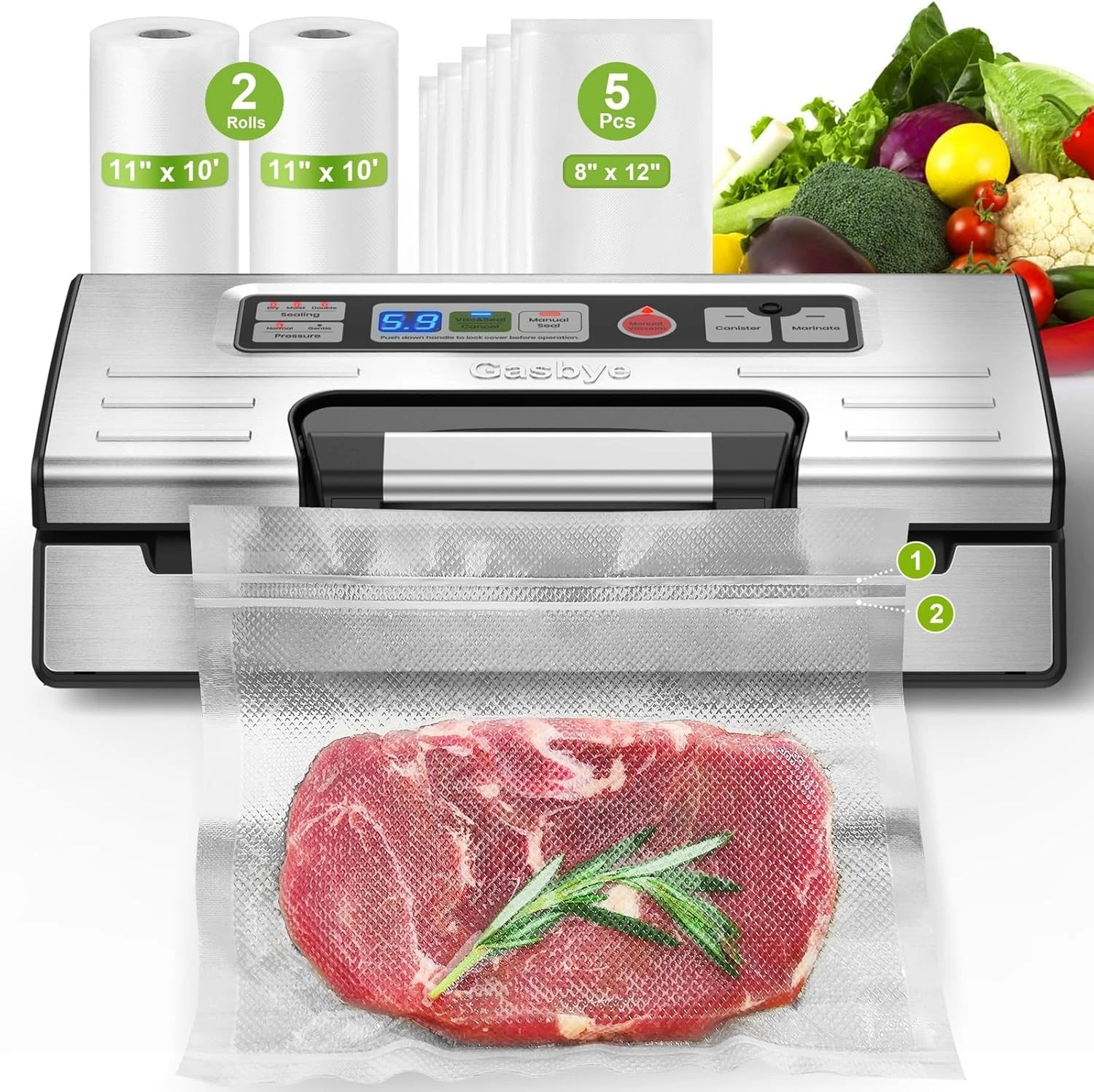 Dry Moist Food 95Kpa Double Heat Precision Vacuum Sealer