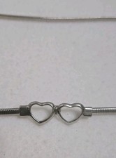 Women's Belt Silvertone Snake Chain Slinky Vintage Double Heart. Unbranded.