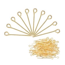200Pcs Eye Pins Jewelry Findings Eye Pins 20mm Iron Eye Pins Gold