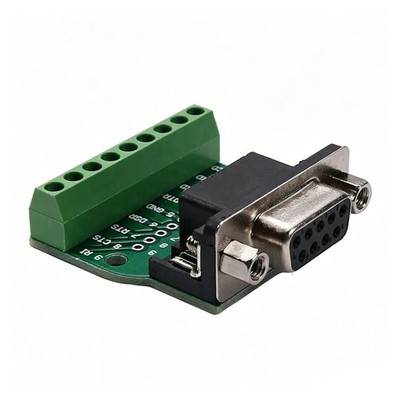1 PCS D-sub DB9 Breakout Board, 9 Pin 2 Row Female, RS232, Solderless Terminal