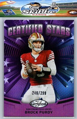2025 Panini Certified #CST-BPY Brock Purdy Certified Stars Mirror Purple #/299
