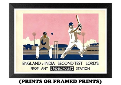 England v Indien Vintage Cricket Lord's A5 A4 A3 Bild Druck/gerahmtes Poster #337