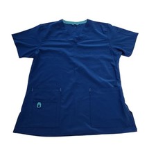 Carhartt Force Scrub Top Medical Solid Blue Pockets V-Neck Womens Large