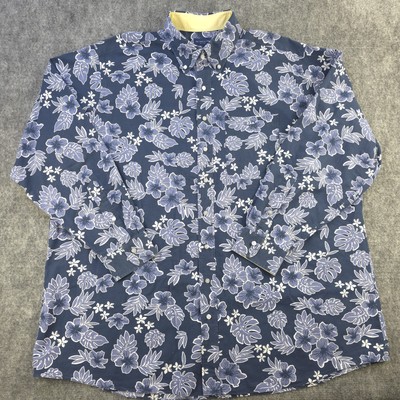 Proper Cloth Shirt 3XL 20 ? Blue Floral Long Sleeve Button Down Cotton