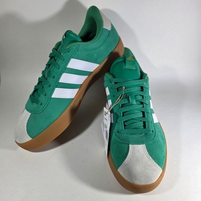 Adidas mens vl court 3.0 green white leather suede sneakers size 13