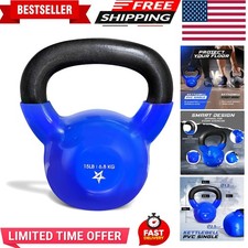 Kettlebell, 5-100 LB Vinyl Coated Cast Iron Strength Training Kettlebells for...