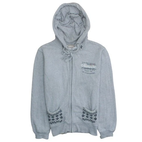Napapijri Women Grey Full Zip Hoodie Size M Fleece Lined Casual