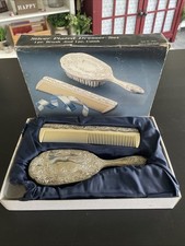 Silver Plated Vintage Brush and Comb Vanity 2 Item Set Bridgerton Vibe