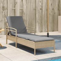 Sonnenliege Aus Poly Rattan Mit Auflage Beige 63X200X81 Cm GartenmöBel