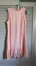 SHEIN Women’s Pink Sleeveless Textured Woven Shift Dress Ruffle Hem XL