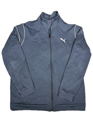Puma Men's Full Zip Up Long Sleeve Athletic Jacket Blue Size XL White Logo