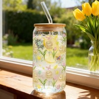 Ostertasse Glas 500Ml Mit Deckel Strohhalm Hasen Tulpen Trinkglas Geschenk