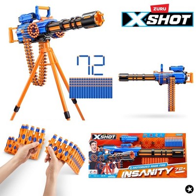 X-Shot Insanity Rage Fire Gatlin Blaster mit 72 Darts - Gatling Gun von ZURU