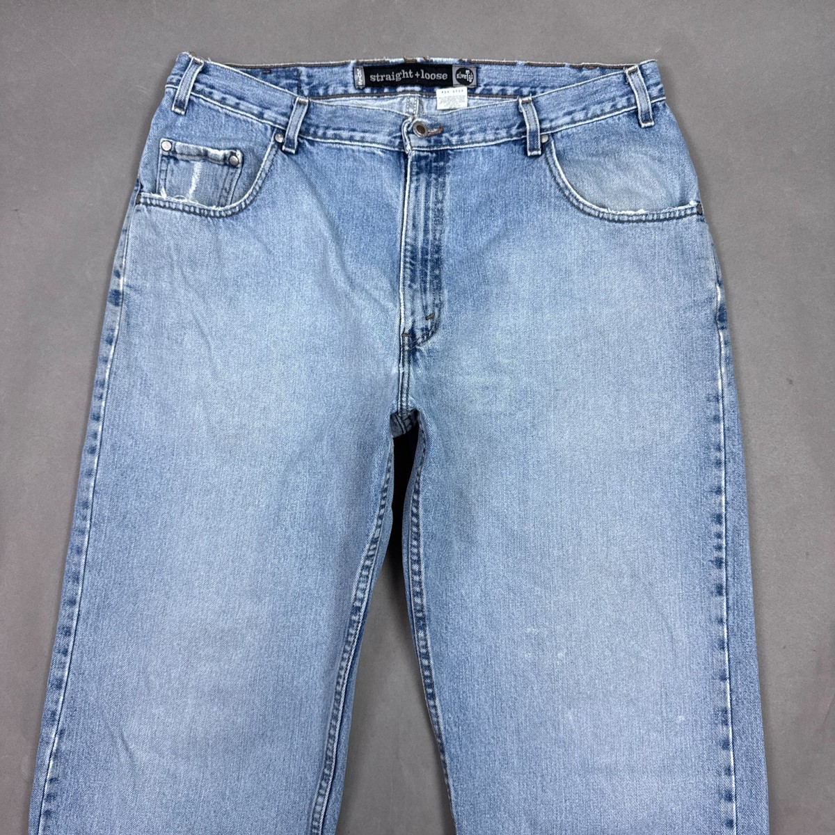 Y2K Levi’s FLU 3D Rubberized Denim W34 Vintage Levis Silvertab Jeans Mens 38x34 Blue Y2K Made USA Faded