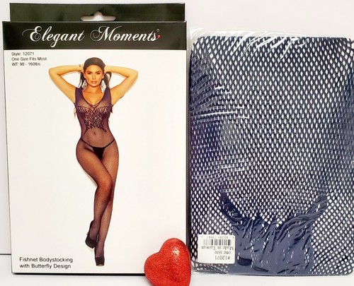 sexy ELEGANT MOMENTS fishnet BUTTERFLY crochless SLEEVELESS scoop BODYSTOCKING - Picture 3 of 6