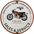 VINTAGE HONDA CB750 PORCELAIN SIGN GAS OIL GARAGE REPAIR MOTORCYCLE LAWN PLANE