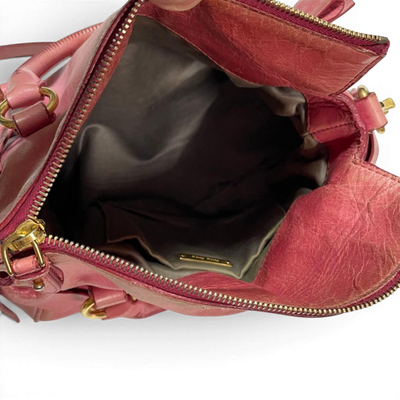 超希少名作アーカイブMIUMIUヴィッテロルクスショルダーバッグピンクレザy2k Miu Miu Vitello Lux Mini Bow Bag Pink 2way Shoulder Handbag