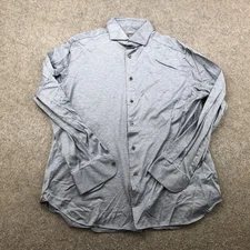 Corneliani Shirt Mens Large 17 43 Gray Button Front Long Sleeve Casual Spread