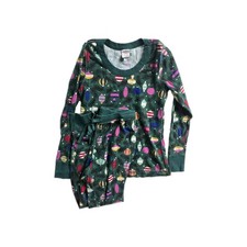 Hanna Andersson Pajama Set Size S Green Christmas Ornament Organic Cotton PJ Set