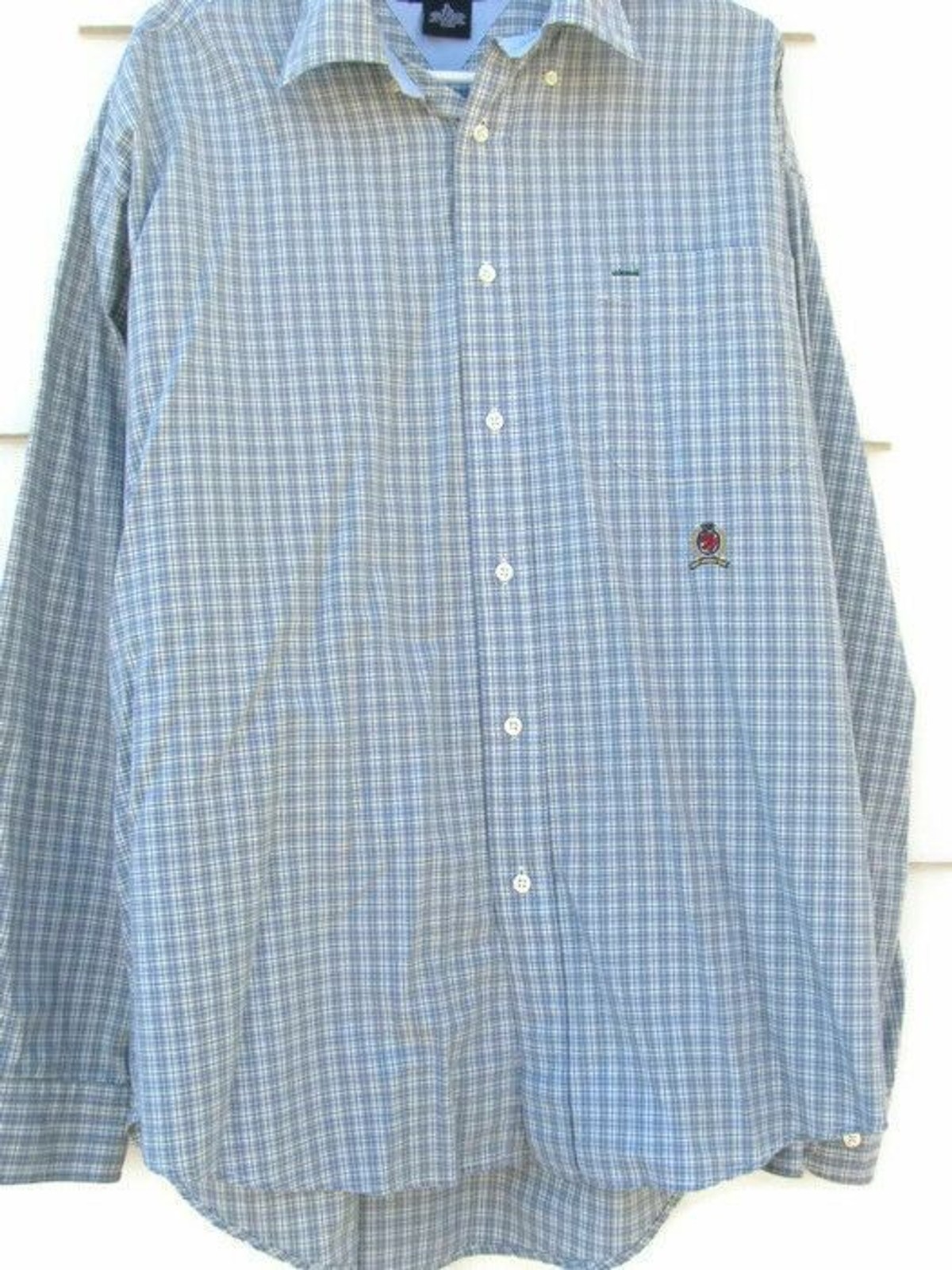 Tommy Hilfiger Mens Long Sleeve Dress Shirt Plaid & Checks Gray Green XL 012 thumbnail 4