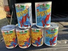 Lot Of 6  Vintage Coin Bank CHEF BOYARDEE Pasta Cans Spider Man
