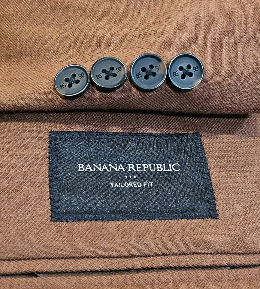 Banana Republic Linen Cotton Blend Brown Unconstructed Blazer Jacket 42R - Image 2 of 4