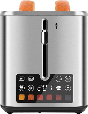 2 Slice Touch Screen Toaster Stainless Steel Wide Slot With 6 Shade Settings...