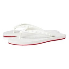 Christian Louboutin Loubi Flip Flat Sandals in White Rubber Size 45