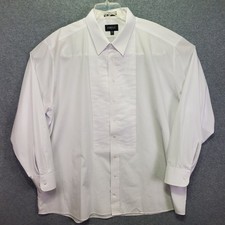 Omega Italy White Tuxedo Dress Shirt Mens 4XL Big Tall Formal Pleated