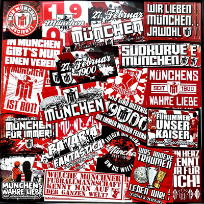 100 x Munich stickers inspired by FCB Bayern Munich stickers fans flags