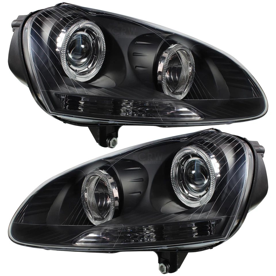 Scheinwerfersatz für VW Golf V 5 Typ 1K Bj. 03-08 Angel Eyes klar/schwarz H7+H7 - Bild 2 von 4