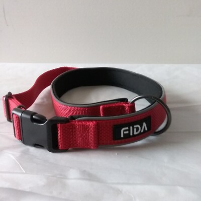 Fida Comfort Red Dog Collar 360° Ultra Soft Neoprene Padded Adjustable 23'' 