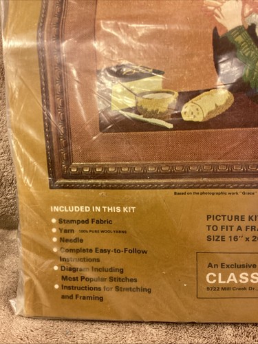 "Grace" Crewel Stickpackung 16" x 20" exklusiv selten Vintage Klassiker - Bild 2 von 5