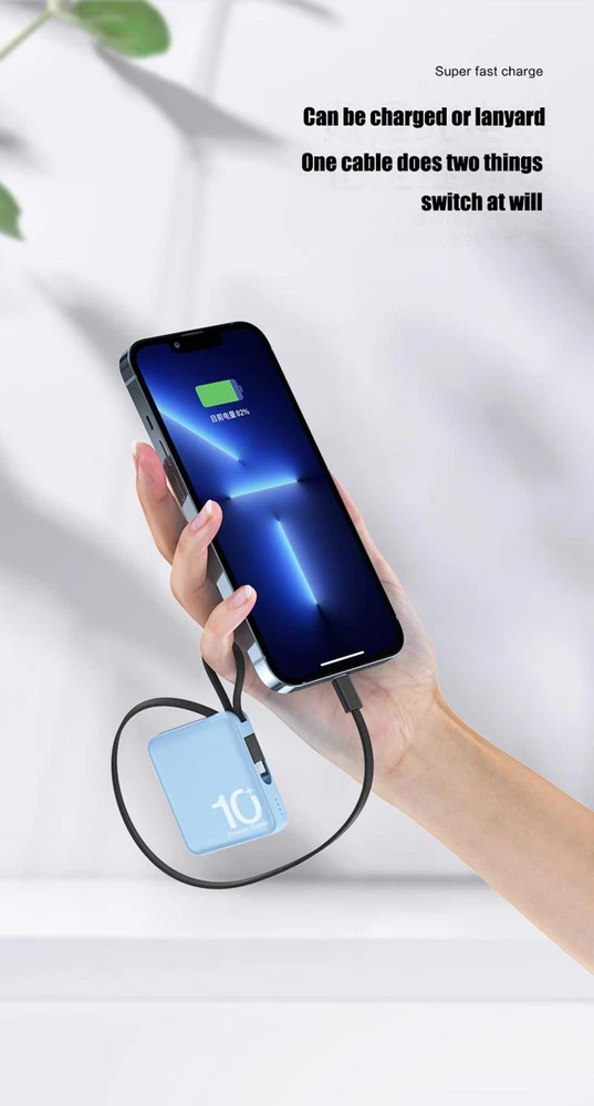 Portable 10000mAh Mini Power Bank - Dual USB 10W Fast Charging in Multicolor