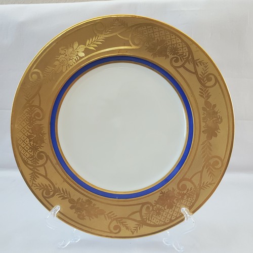 Hutschenreuther LHS 4 Dinner Plates Cobalt Heavy Gold Encrusted Rim Selb Bavaria - Picture 4 of 11