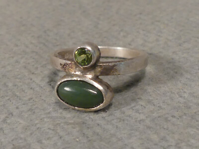 Ring mit Jade & Olivin Ringgröße 52 925er Silber