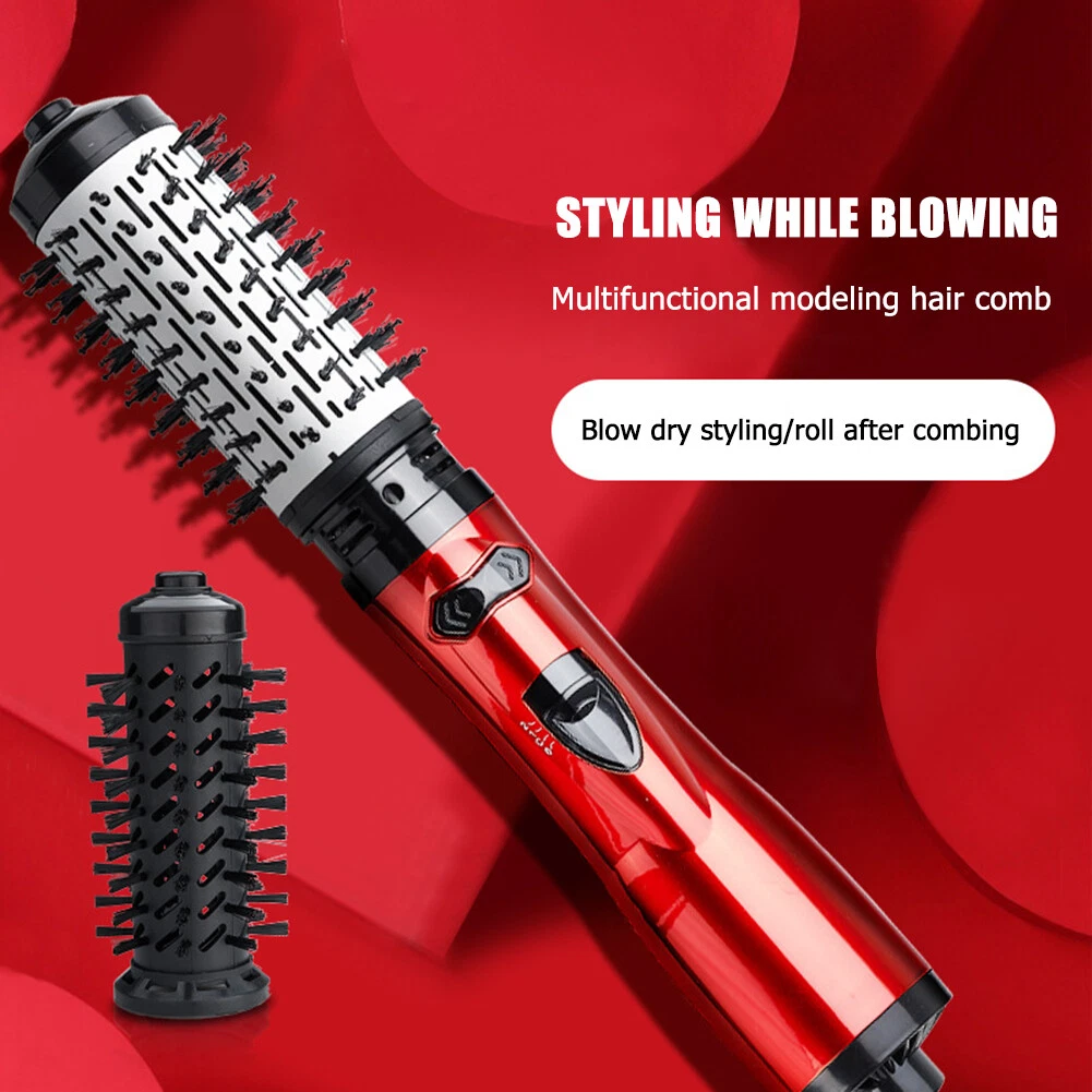 2 in 1 Round Rotating Ion Hot Air Comb Hair Dryer Curling Straight Comb Brush eBay