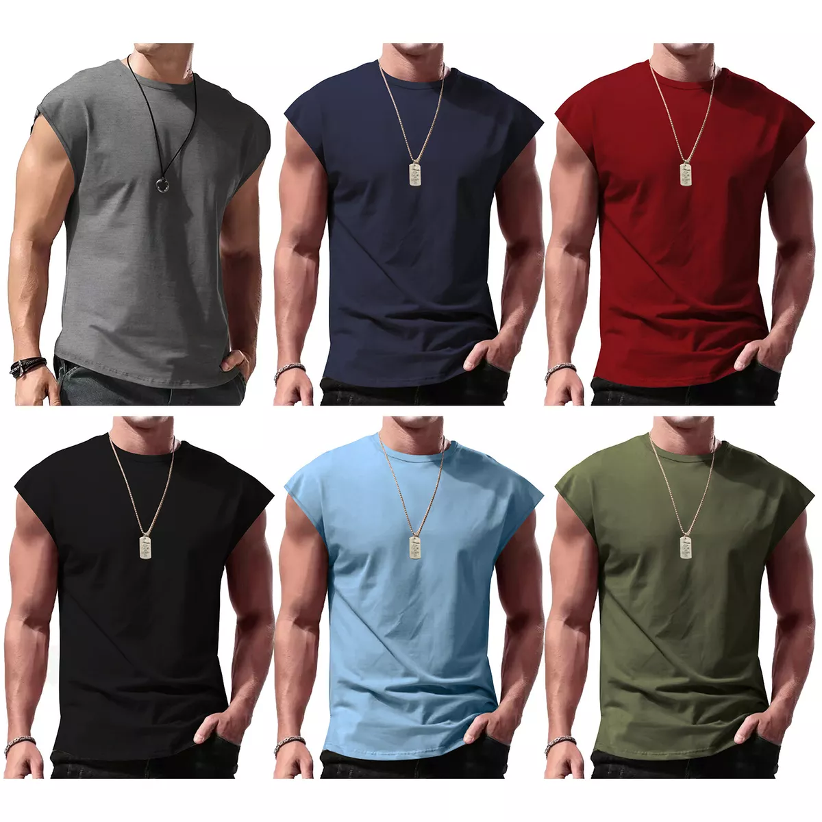 Shirts for Men Fashion Sleeveless Drawstring Hooded Shirt Summer Casual Loose Muscle Fit Workout Pullover T Shirt