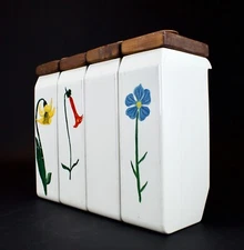 Antique L. Grauman Co. Ceramic Canister Set Soda Fountain 