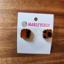 Marley Lilly Faux Tortoise Stud Pierced Earrings 