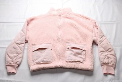 Hippie Rose Junior's Full-Zip Quilted Trim Sherpa Jacket EJ2 Pink Large NWT 