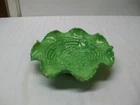 Vintage Early McCoy Pottery Green Bowl or Dish With Grape, Leaf, & Vine Pattern