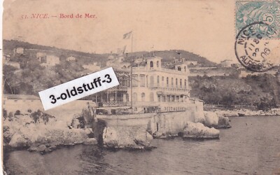 PERSIA IRAN TEHERAN FROM NICE ALPES BORD de MER. 1906 POSTCARD STAMP FLAGS