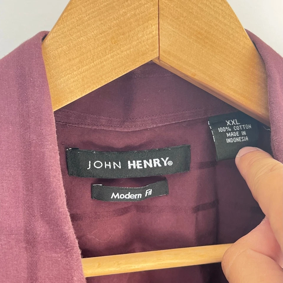 Camisa John Henry Para Hombre Talla 2XL Marrón Rayas Verticales Calce Moderno Abotonada Foto 2 de 4