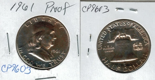 1961 Silver Proof Franklin Half Dollar Nice Toning Actual Photo of coin CP9603